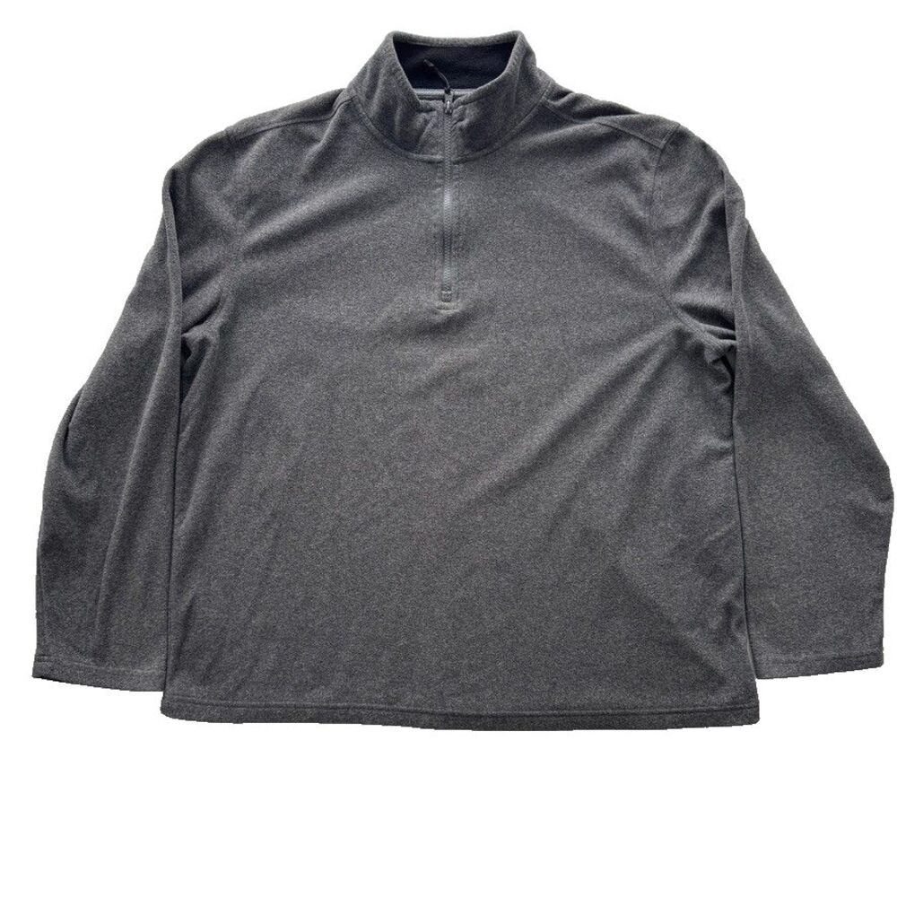 G.H. Bass Quarter Zip Fleece Pullover Mens XL Gray Heathered Casual